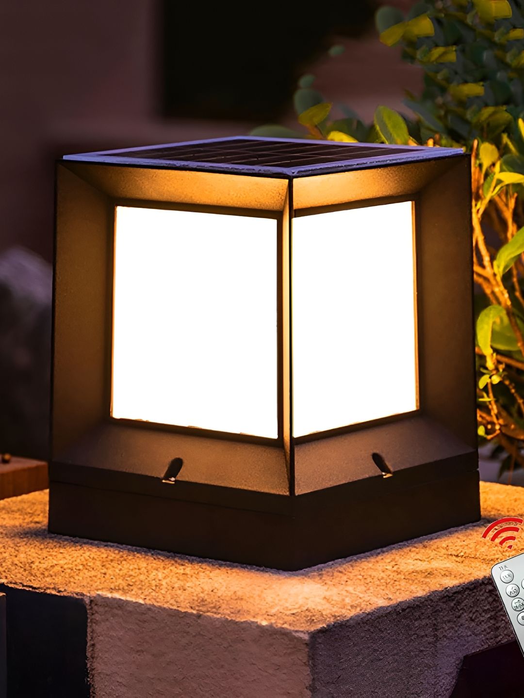 XERGY Black & White Modern 1800mAh Battery Waterproof Solar LED Pillar Light With Remote-picture-15