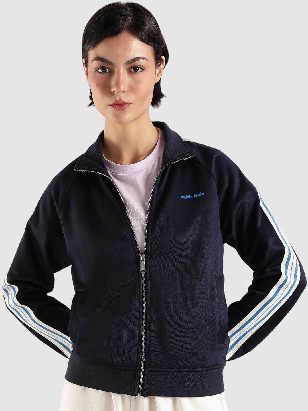 Calvin Klein Jeans Women Mock Collar Solid Sporty Jacket-picture-41