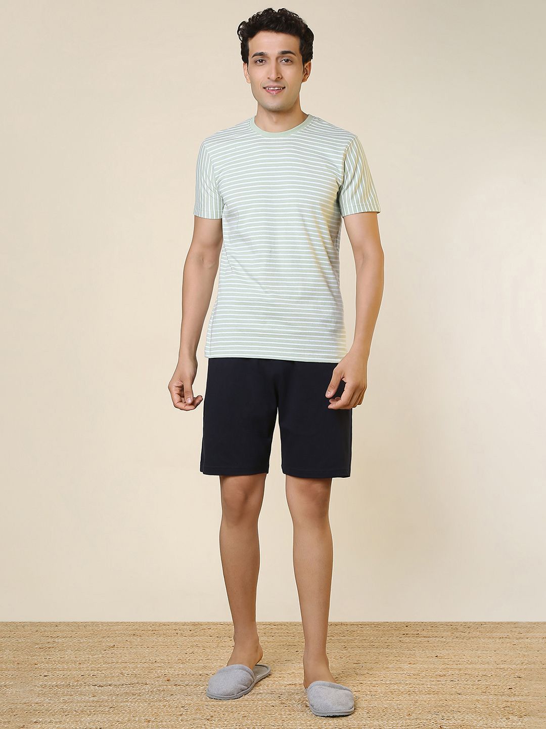 SleepZ by Raymond Striped Round Neck Night Suit-picture-46