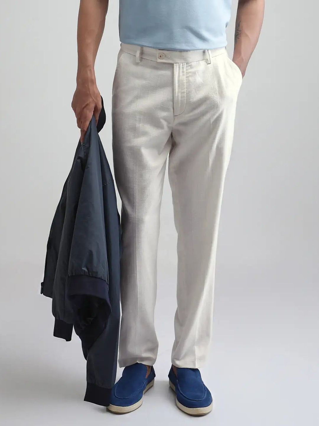 RARE RABBIT Men Tailored Mid-Rise Cotton Trousers-picture-27