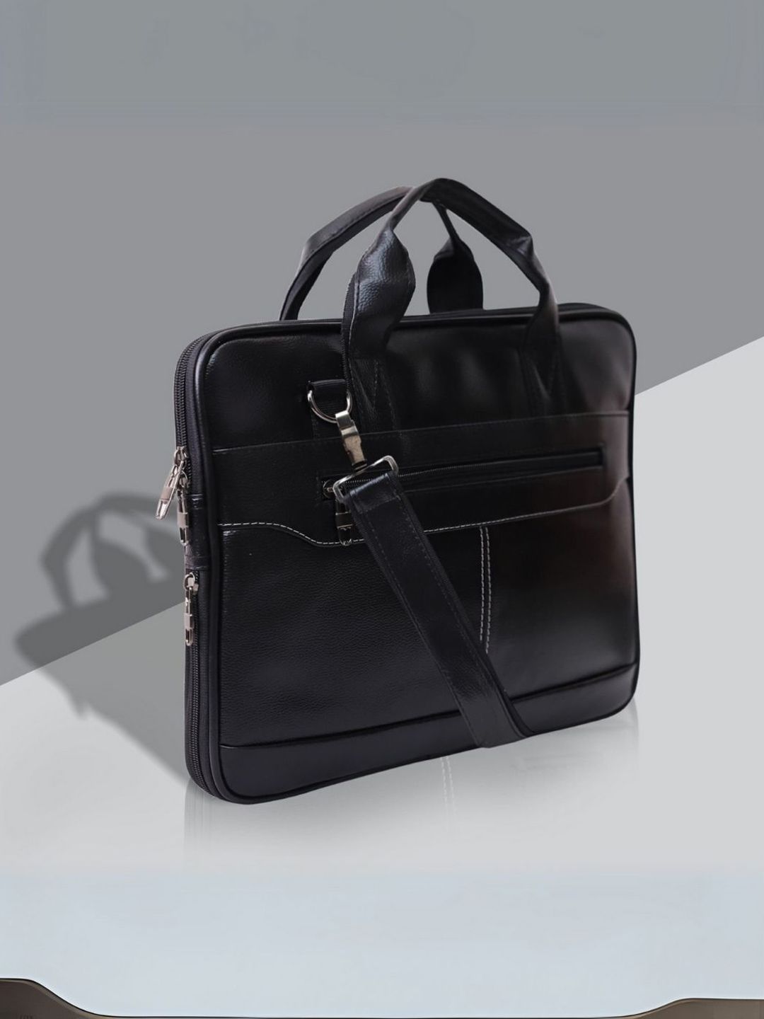 Martucci Unisex Solid Synthetic Leather Laptop Bag-picture-35