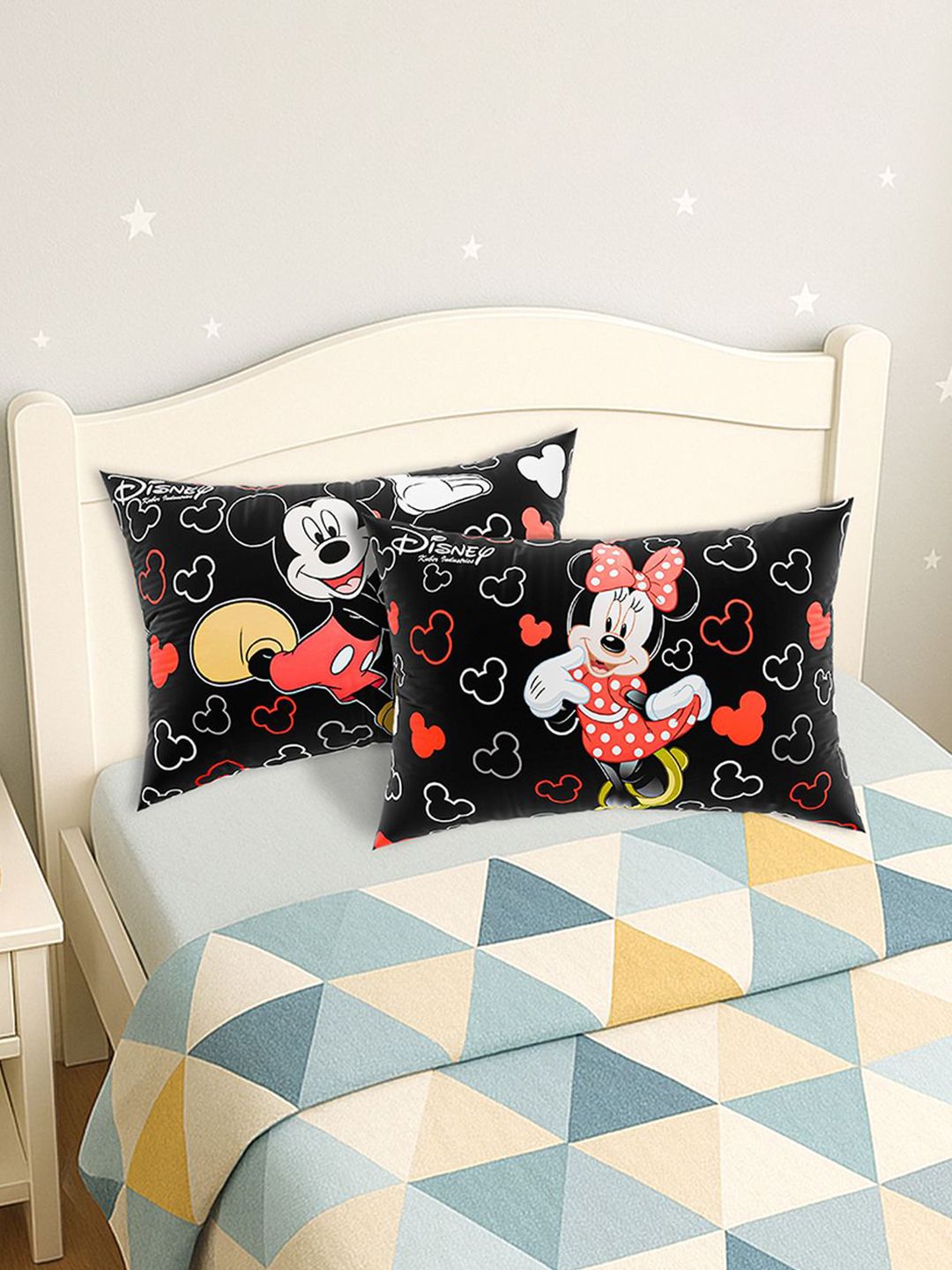 Kuber Industries Black & Red Disney Printed Microfiber Ultra Soft Sleep Pillow-image-23