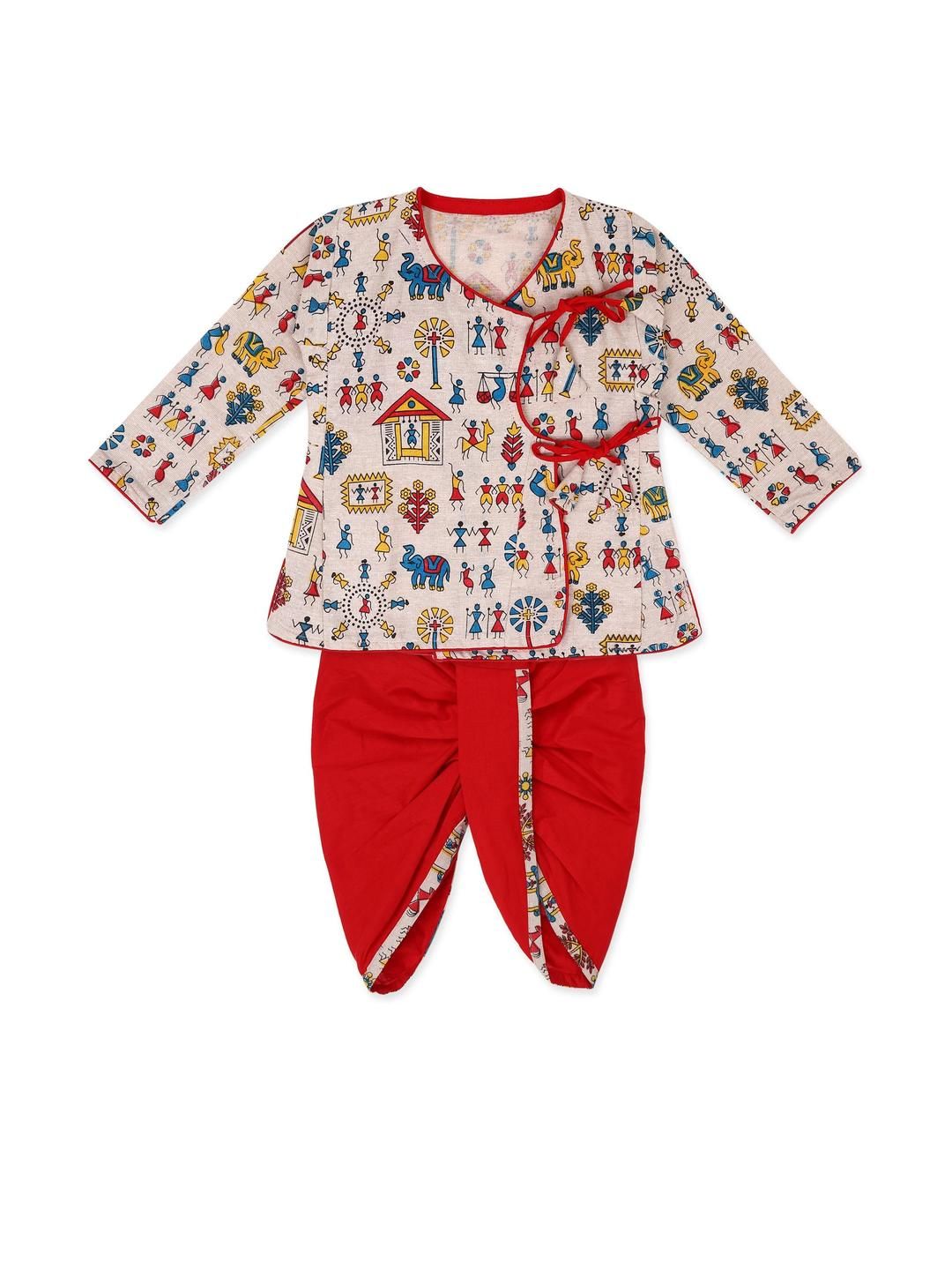 LITTLE DREAMS Printed Pure Cotton Kurta & Dhoti Pants-picture-33