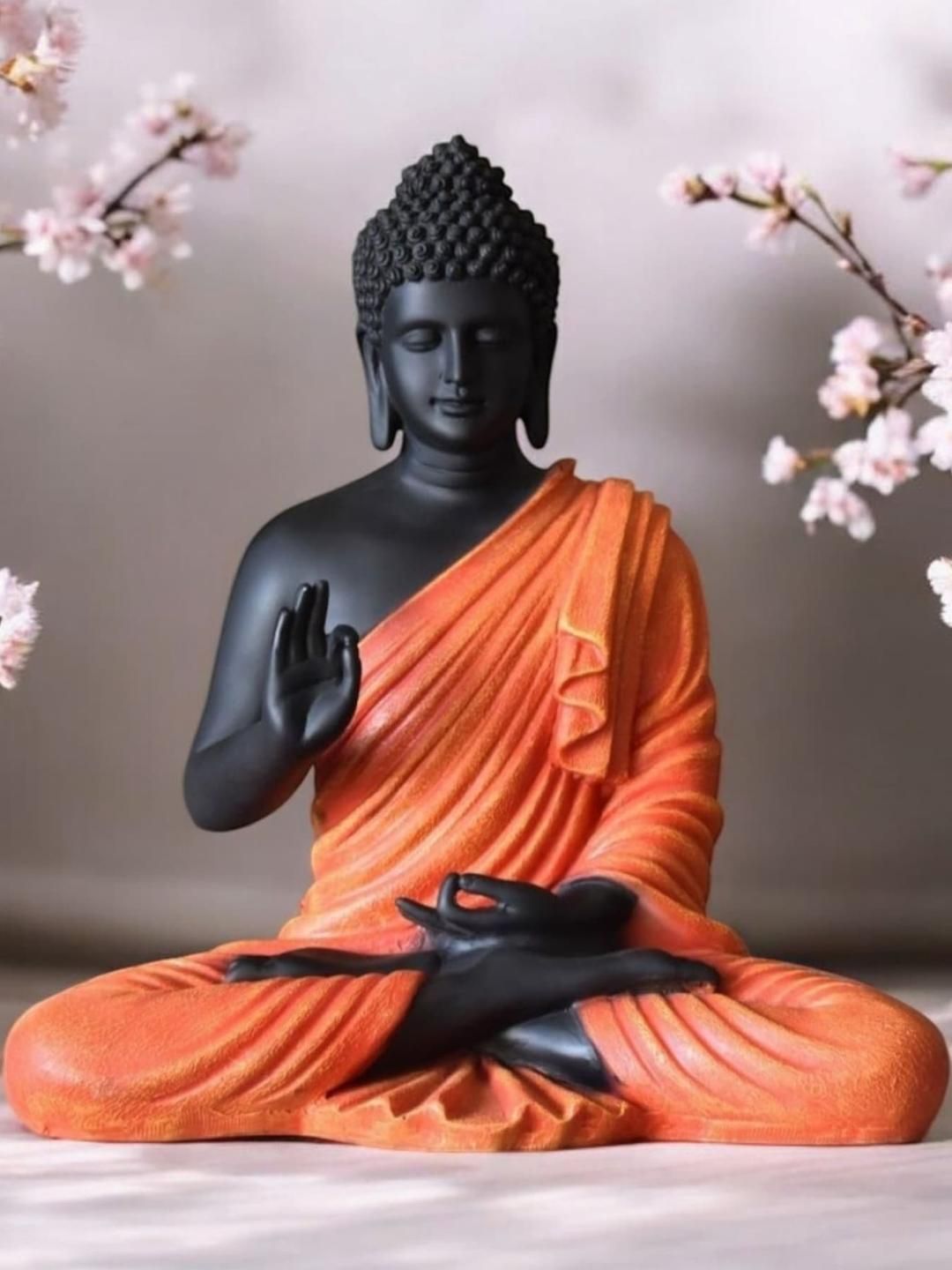 Artisans Bazar Orange Buddha Idol Showpiece-image-48