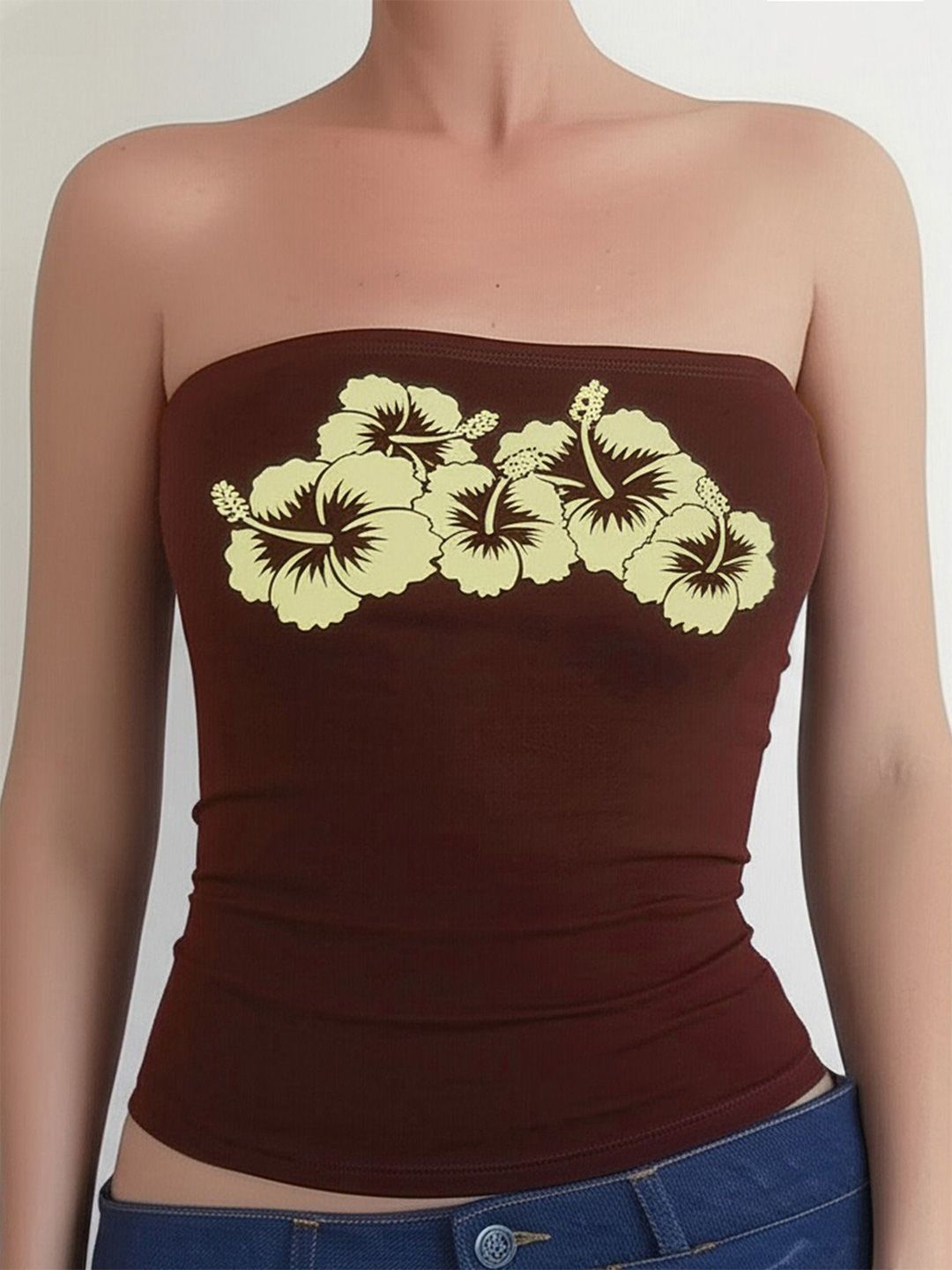 StyleCast Women Floral Printed Strapless Sleeveless Tube Crop Top-picture-34