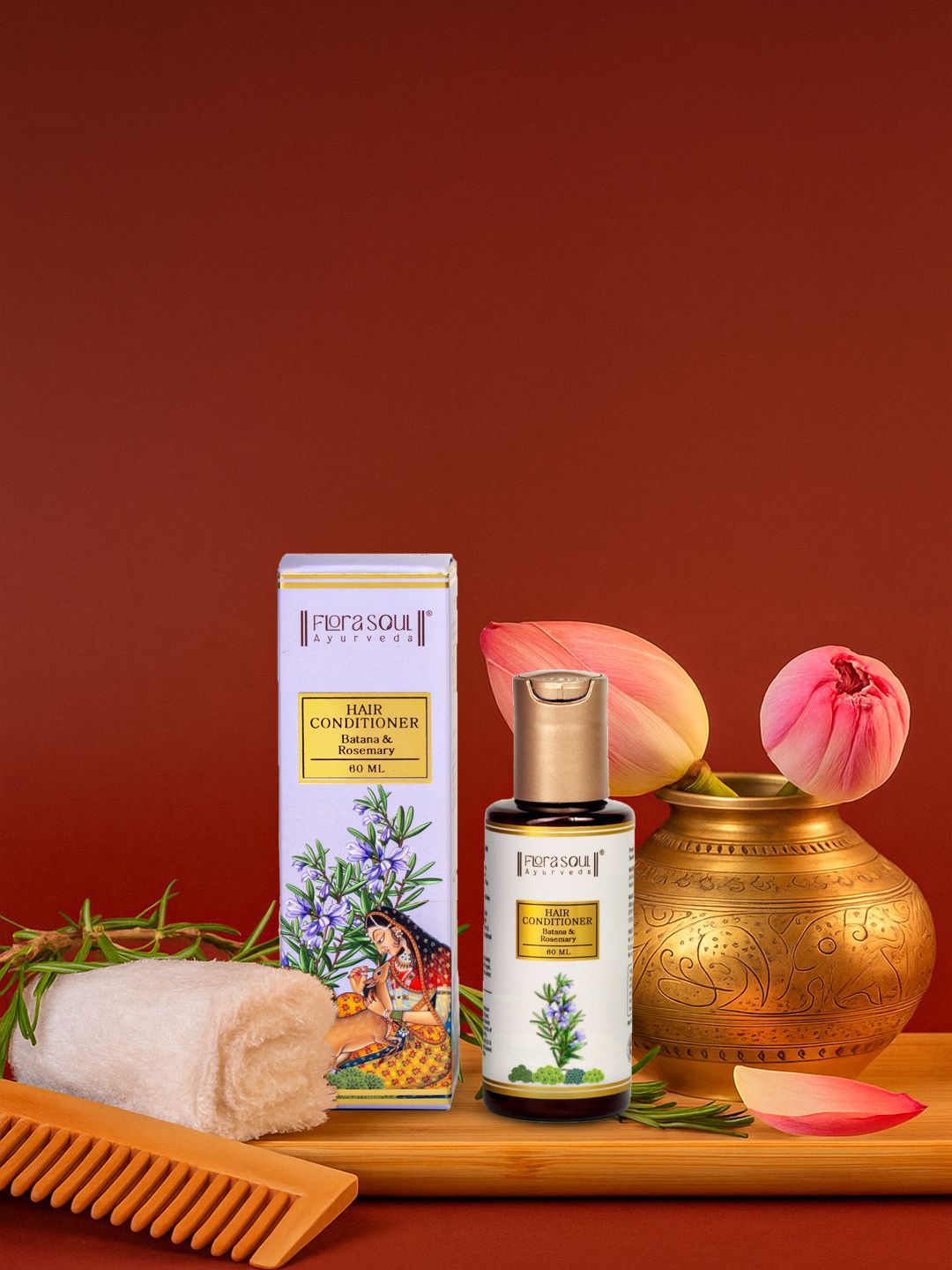 FloraSoul Ayurveda Intense Moisturizing Hair Conditioner With Batana & Rosemary- 60 ml