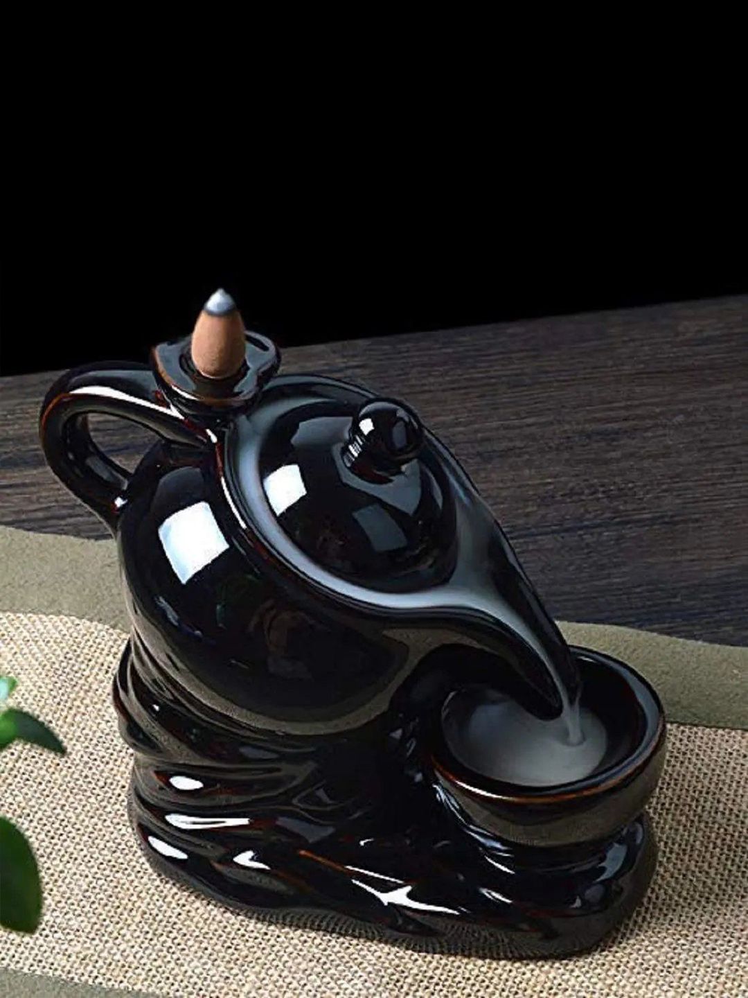 CRAFTAM Black Smoke Backflow Incense Holder Fountain With 1 Scented Cone-image-43