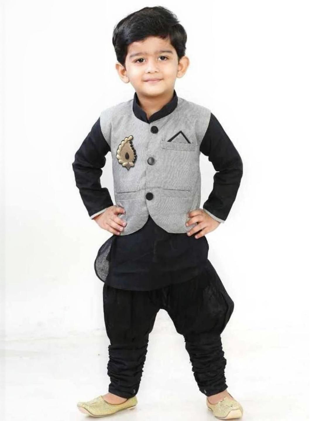 VISHESTA Black Silk Blend Shirt & Dhoti Pants-picture-57