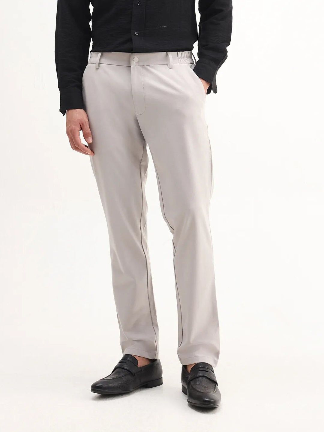 RARE RABBIT Men Travel Tailored Slim Fit Mid-Rise Formal Trousers-picture-37