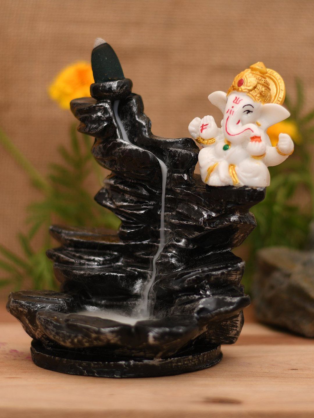 CRAFTAM Black & White Ganesha Smoke Backflow Fountain With 1 Scented Cone-image-1