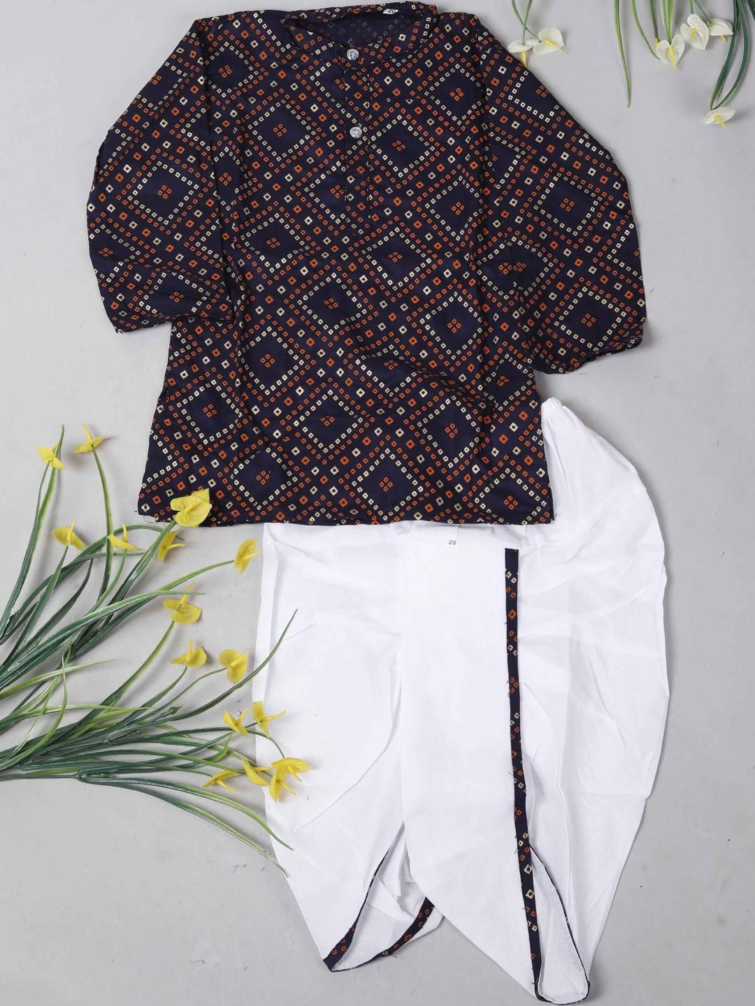 LITTLE DREAMS Printed Cotton Blend Kurta & Dhoti Pants-picture-35