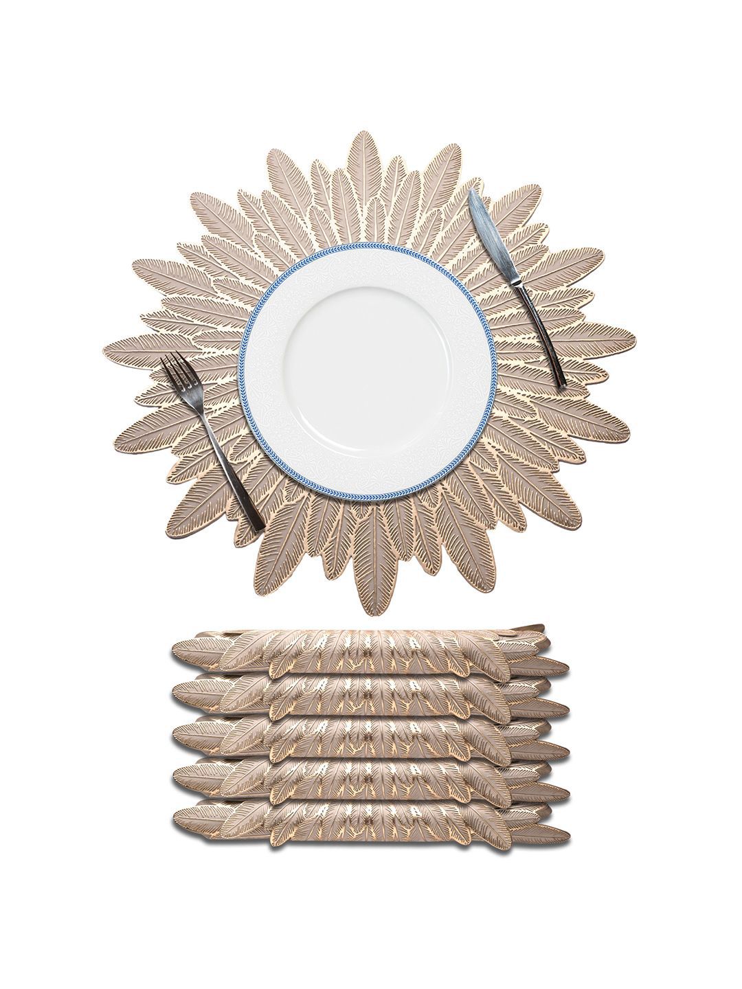 Kuber Industries 6-Pcs Beige Textured Anti-Slip Table Placemats-picture-39