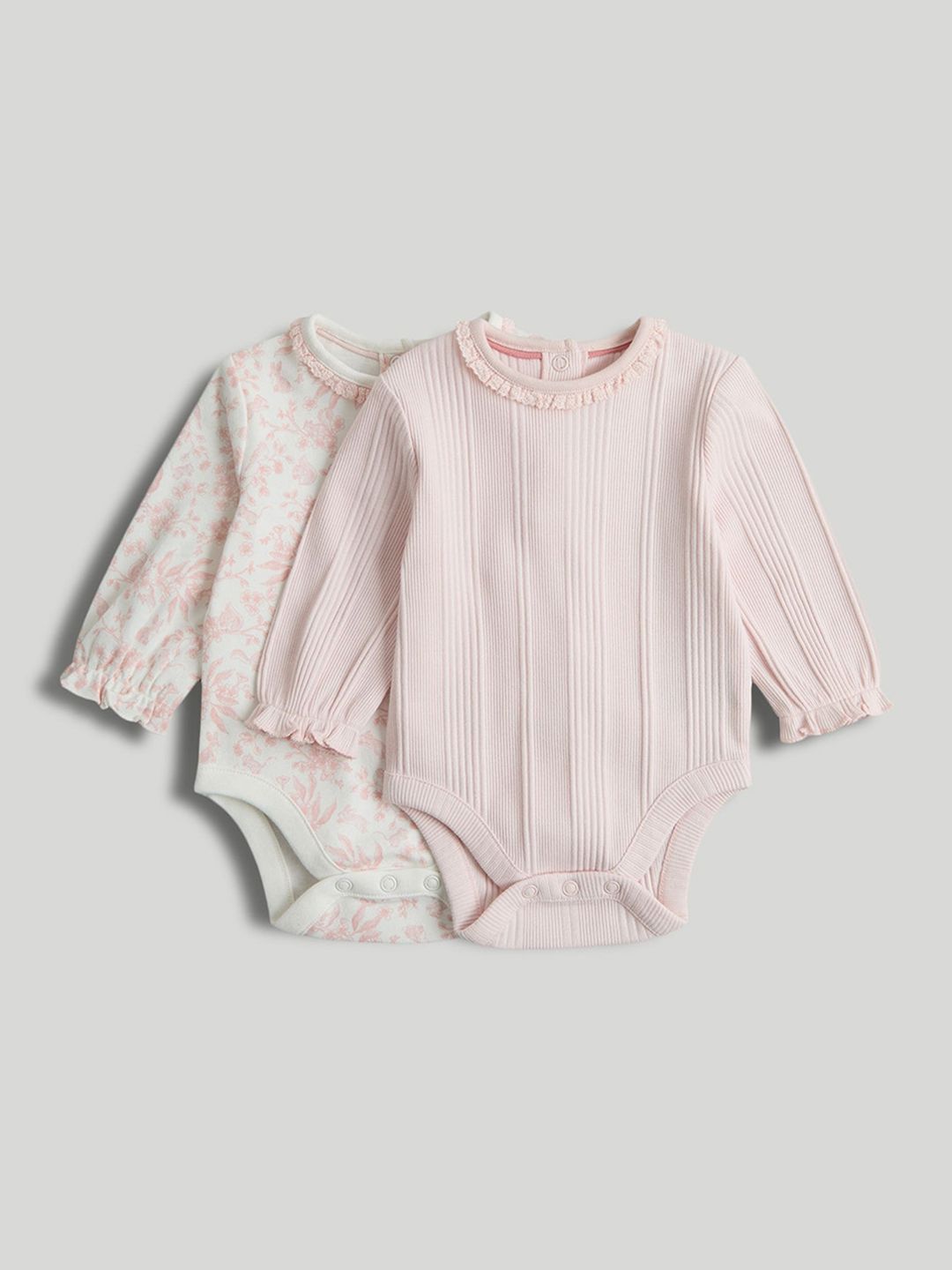 Mothercare Infant Girls Pack Of 2 Printed Round Neck Bodysuit-picture-14
