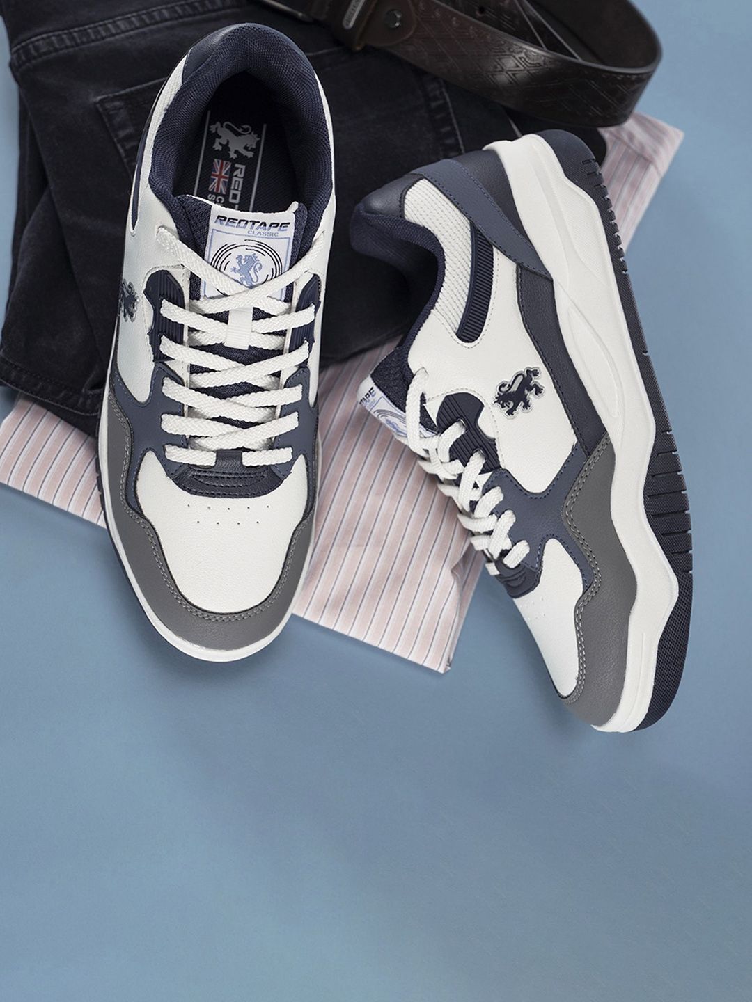 Red Tape Men Colourblocked PU Lace-Ups Sneakers