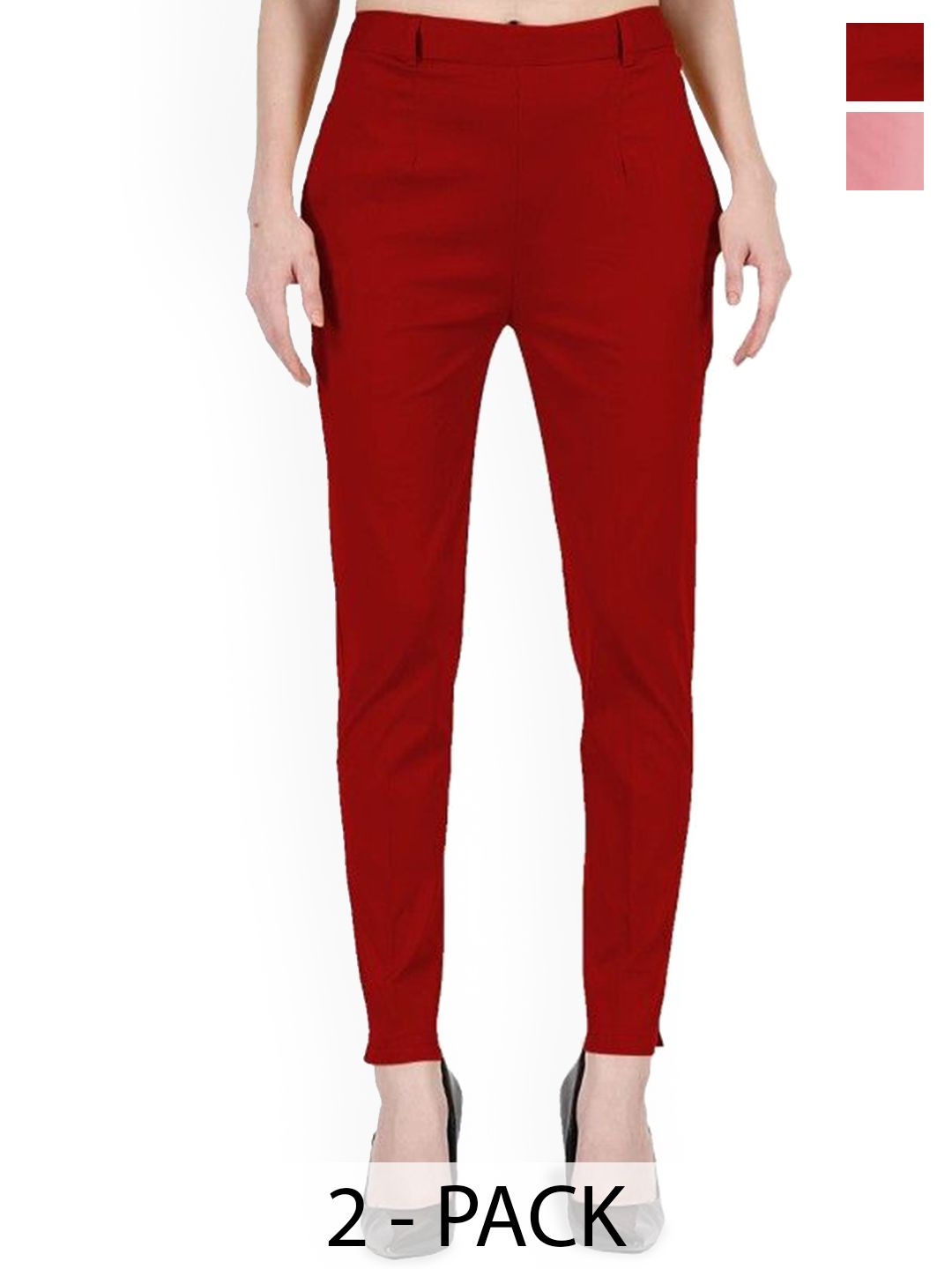 SRISARAS Women Pack Of 2 Slim Fit High-Rise Trousers-picture-38