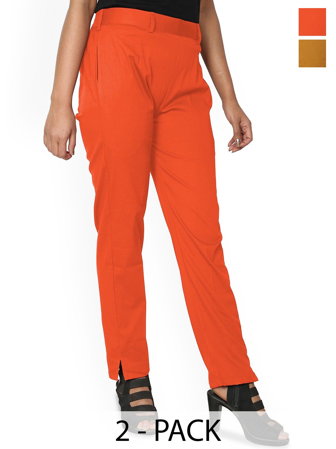 SRISARAS Women Pack of 2 Cotton Trousers-picture-41
