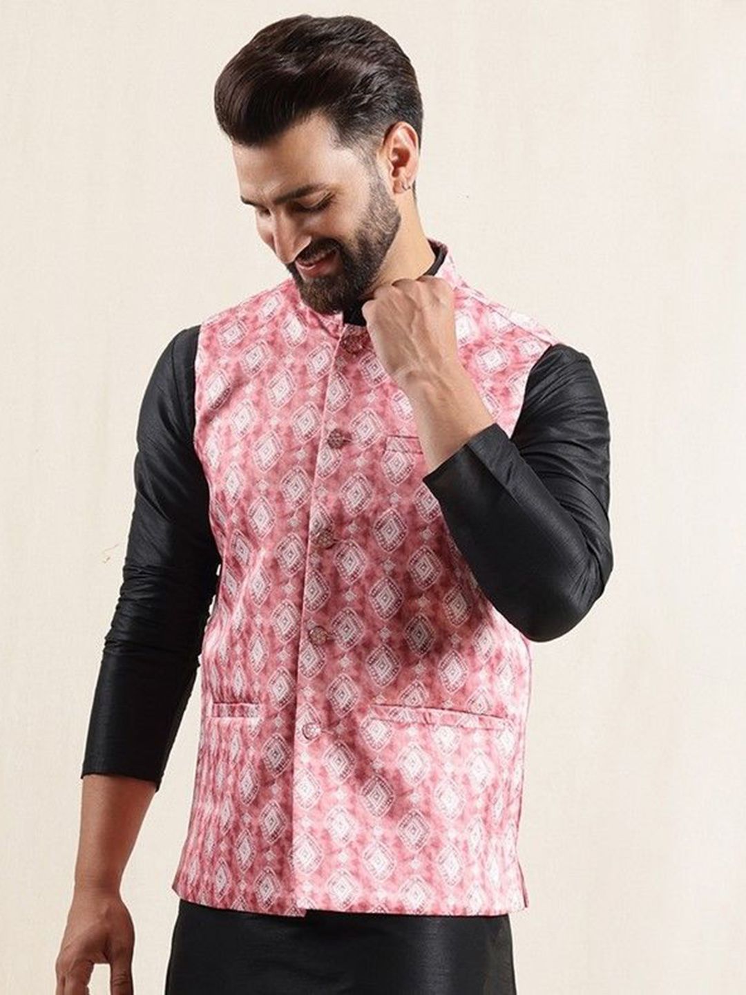 Anouk Geometric Printed Nehru Jacket-picture-17