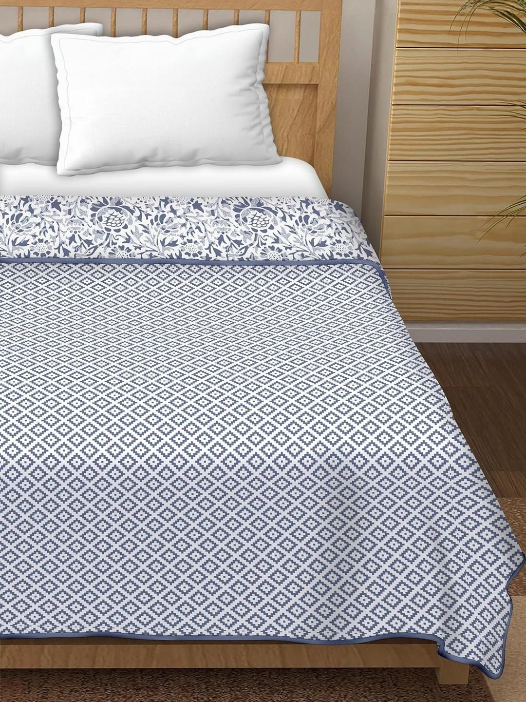 Anadhika Blue Floral AC Room Double Bed Dohar-image-5