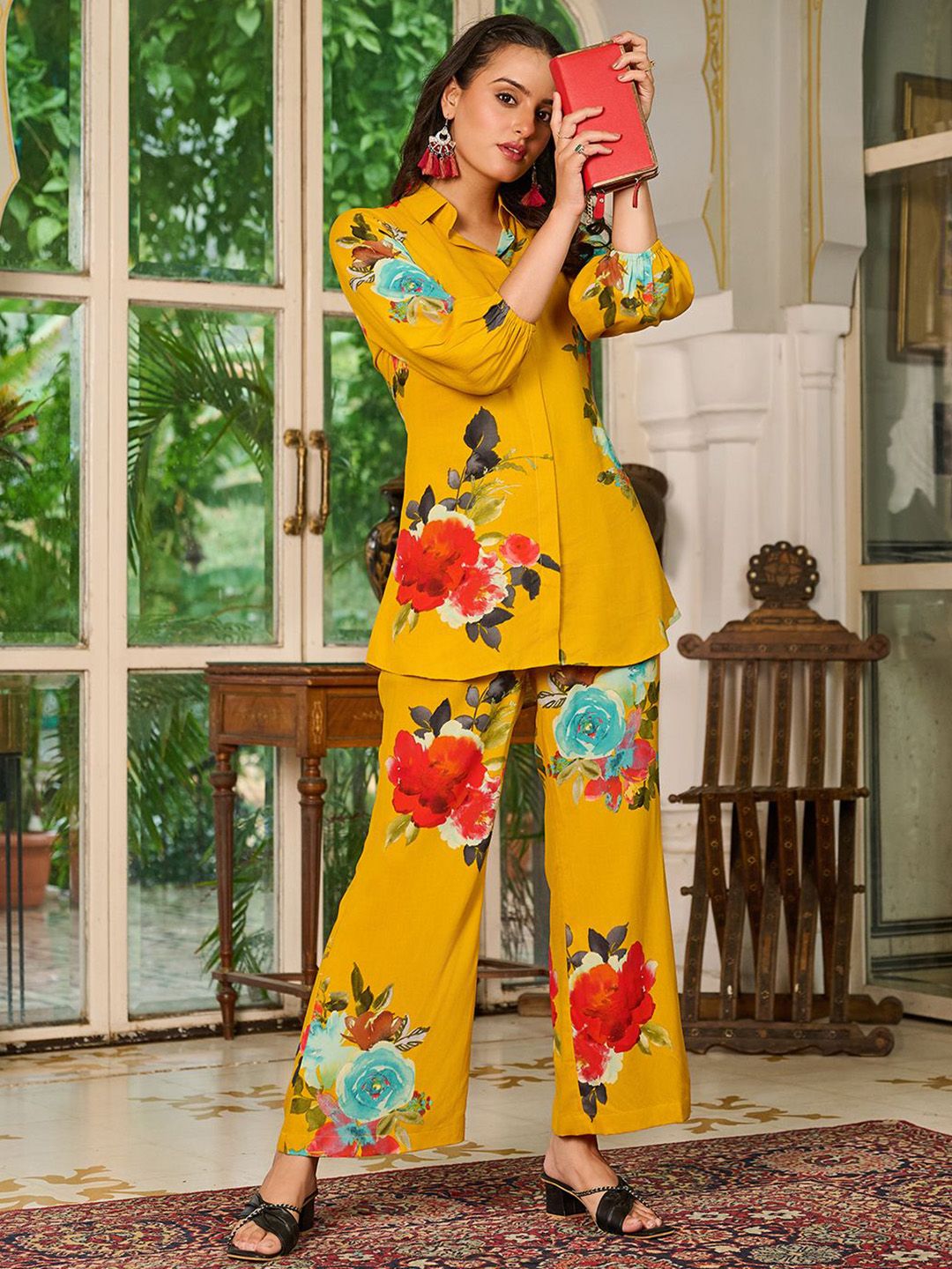 Moda Rapido Printed Pure Cotton Shirt With Trousers
