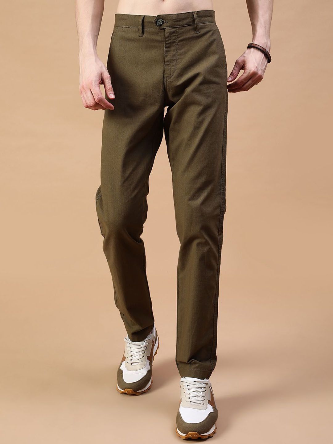 V-Mart Men Slim Fit Low-Rise Linen Trousers-picture-36