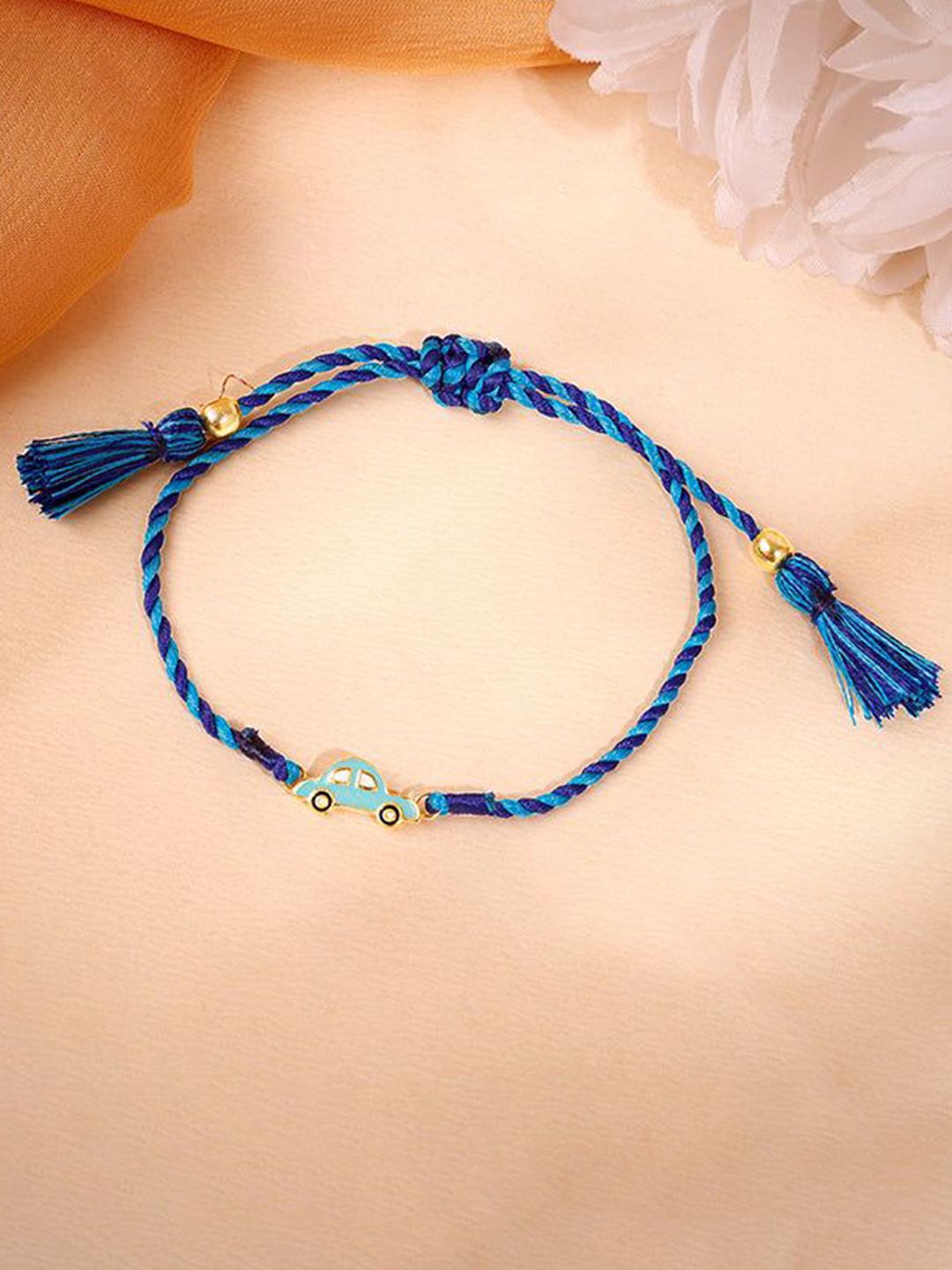 GIVA 925 Silver Cute Car Thread Rakhi With Roli and Chawal-image-24
