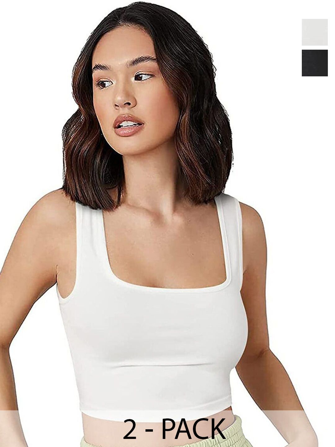 SRISARAS Women Pack of 2 Sleeveless Cotton Tank Crop Top-picture-11