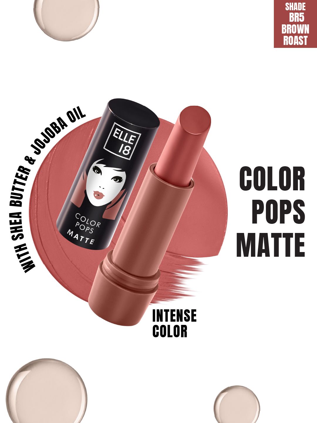 ELLE 18 Color Pops Matte Moisturising Lipstick with Shea Butter - Brown Roast-image-48