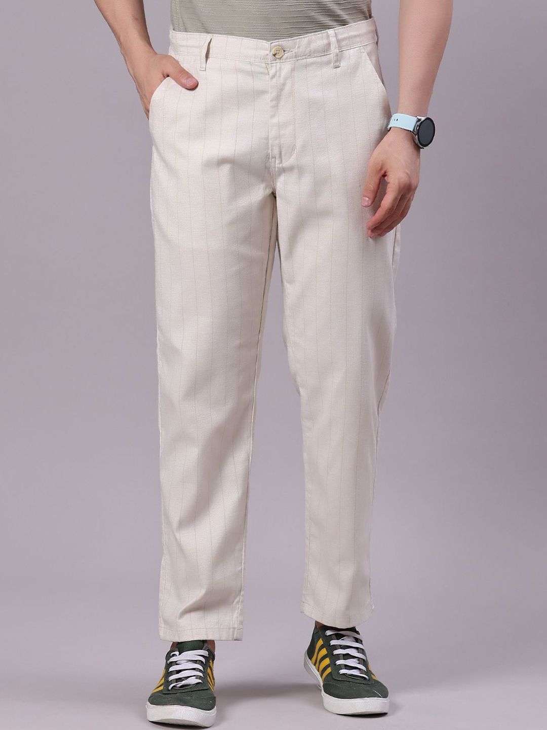 V-Mart Men Self Design Regular Fit Mid-Rise Printed Chinos Trousers-picture-26