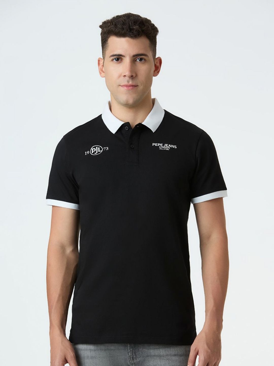 Pepe Jeans Men Brand Logo Printed Polo Collar Pure Cotton T-shirt-picture-19