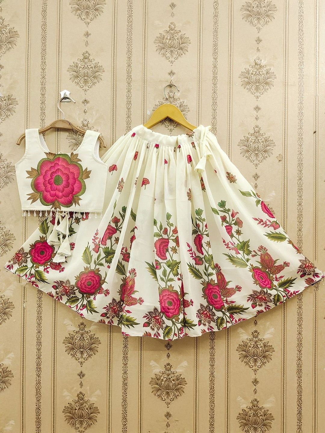 BAESD Girls Printed Mukaish Ready to Wear Lehenga &-picture-23