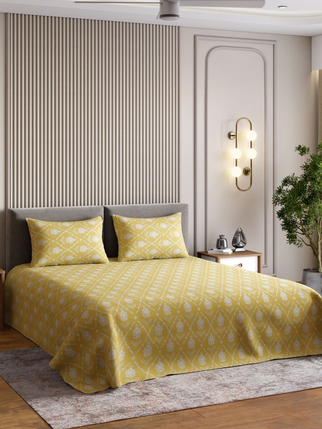 haus & kinder Royal Saga Yellow Ethnic Motifs Cotton 186TC King Bedsheet Set-2.75mx2.75m-picture-13