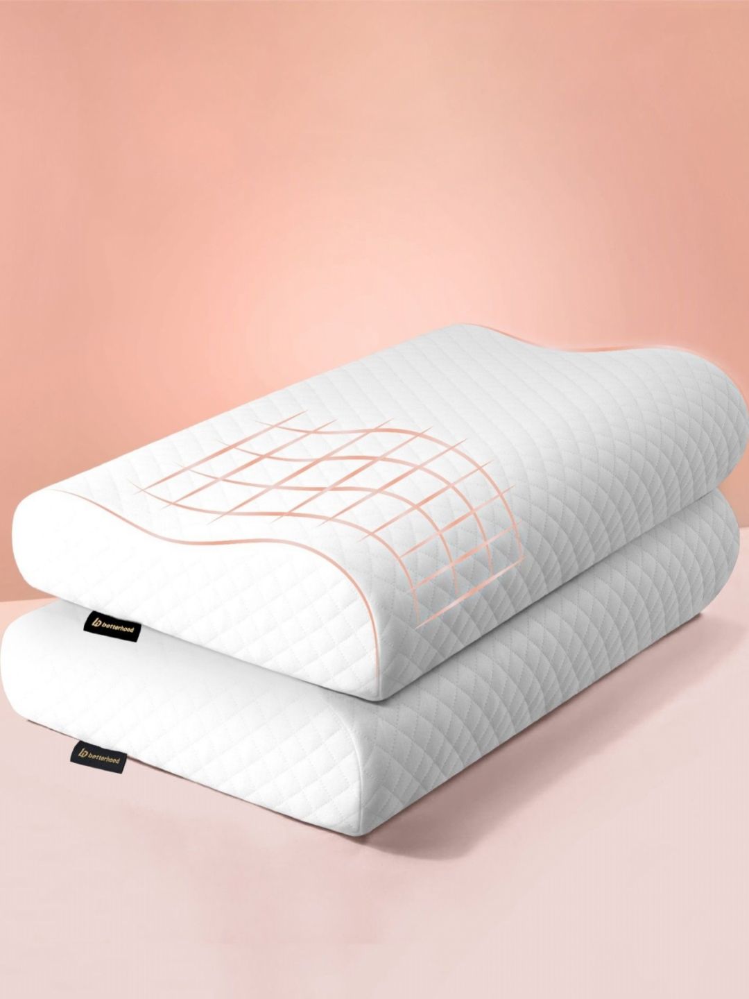 betterhood White Pack of 2 Memory Foam Ergonomic Dual Height Small Cervical Sleep Pillow-image-27