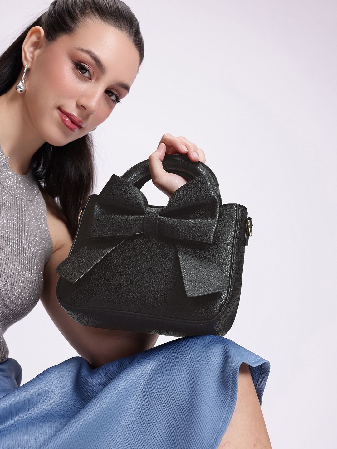 DressBerry Textured PU Structured Handheld Bag with Bow Detail-picture-30