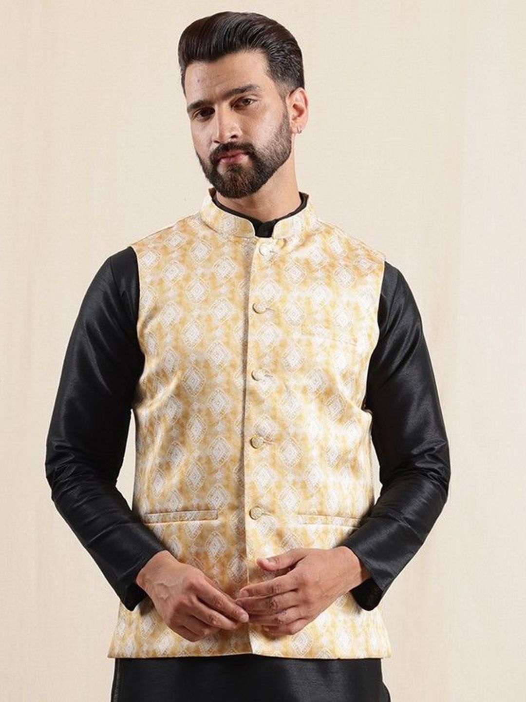 Anouk Geometric Printed Nehru Jacket-picture-10