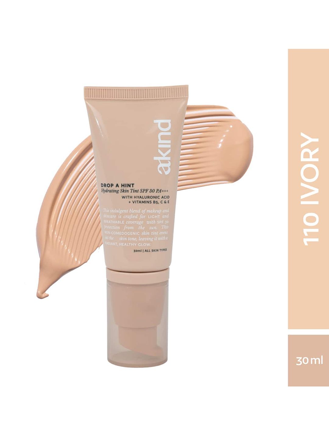 akind Drop a Hint SPF30 PA+++ Hydrating Skin Tint with Hyaluronic Acid 30ml - Ivory 110-picture-10