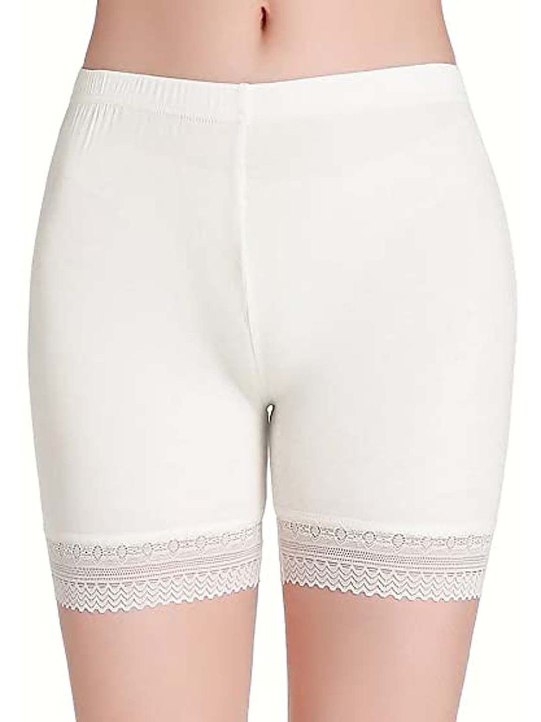 SHOPPY VILLA Women Mid-Rise Seamless Under Dress Rapid-Dry Regular Shorts With Lace Edge-image-29
