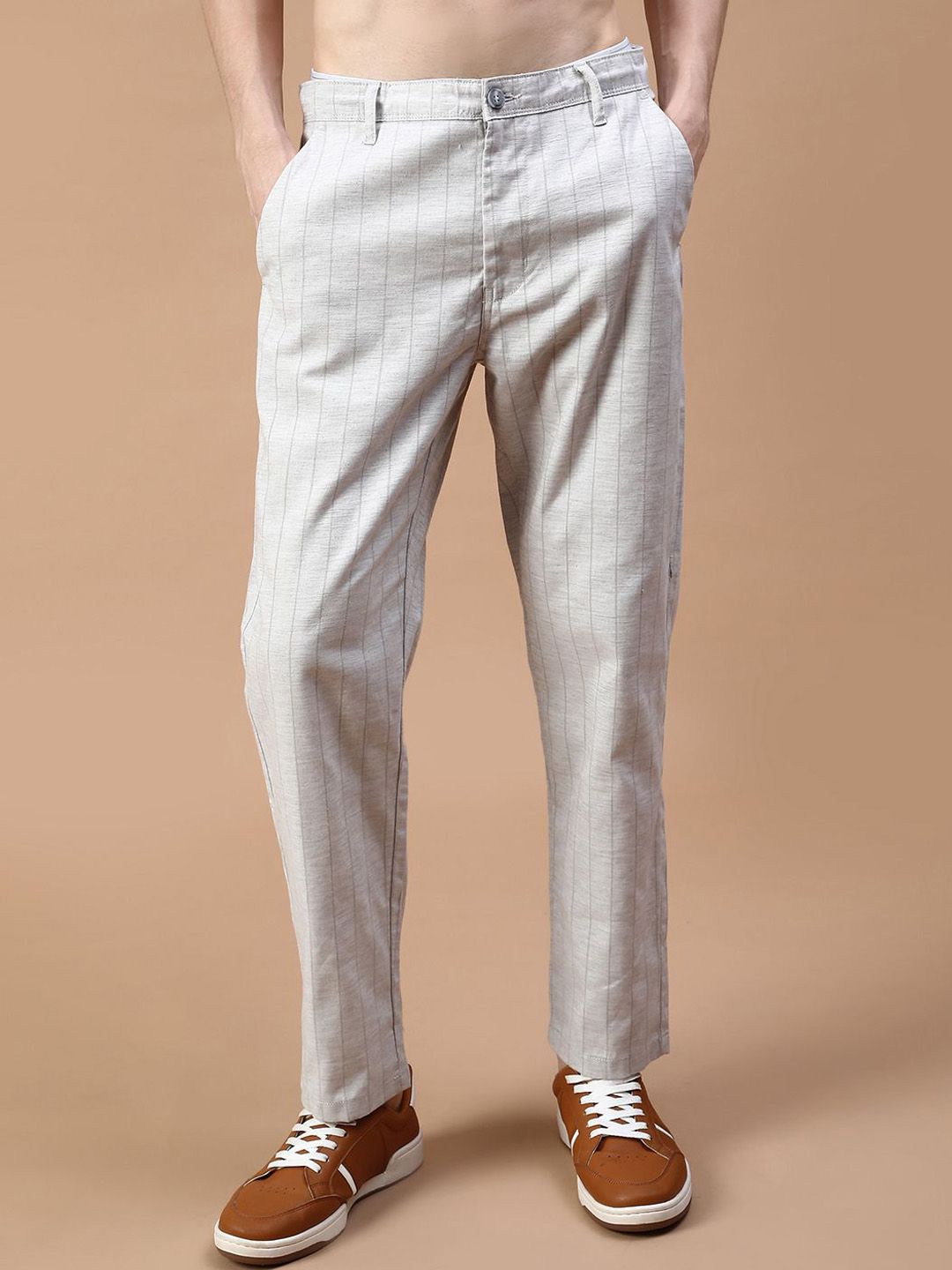 V-Mart Men Striped Slim Fit Mid-Rise Chinos-picture-39