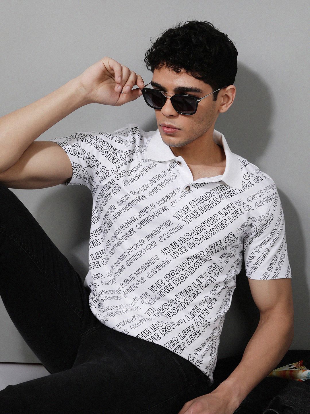 The Roadster Lifestyle Co Typography Printed Polo Collar Pure Cotton T-Shirt-picture-21