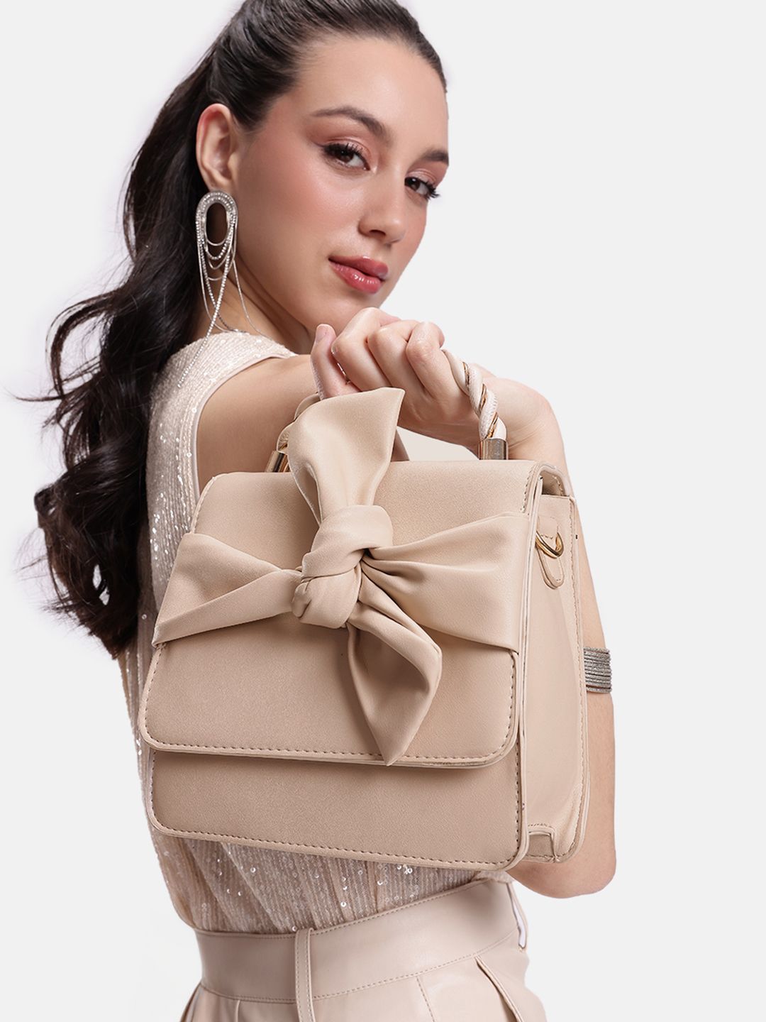 DressBerry PU Structured Satchel with Bow Detail-picture-11