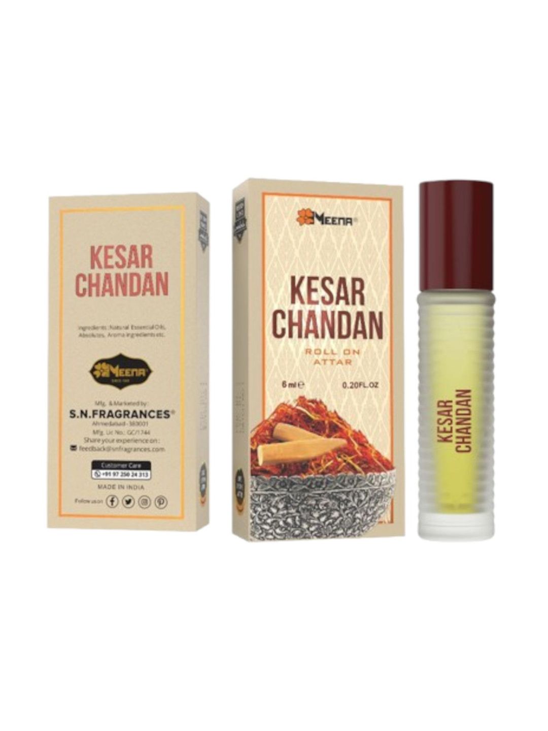 MEENA Kesar Chandan Long Lasting Roll On Attar - 6 ml-image-2