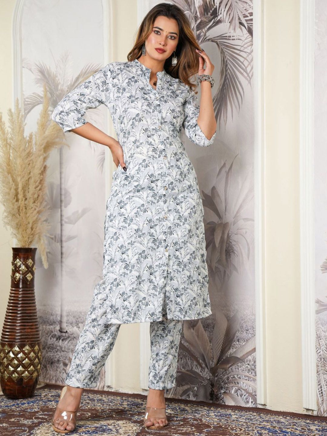 Mehsoos Women Ethnic Motifs Printed Regular Pure Cotton Kurta with Trousers