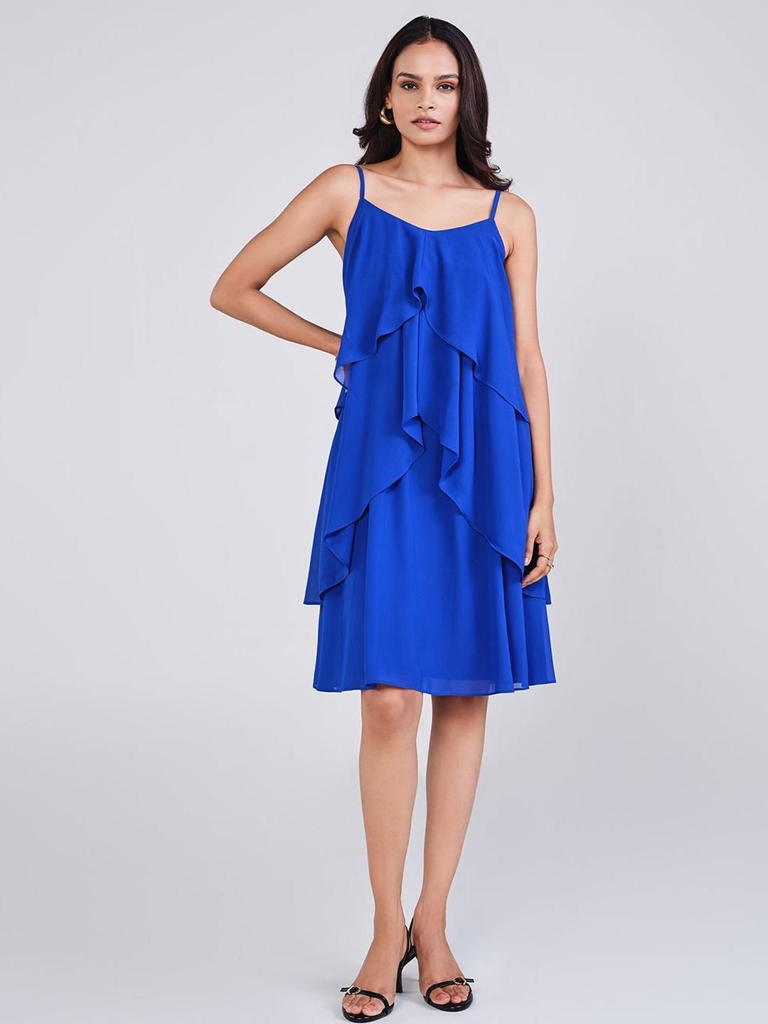 AND Women Shoulder Straps Ruffles A-Line Dress-picture-21