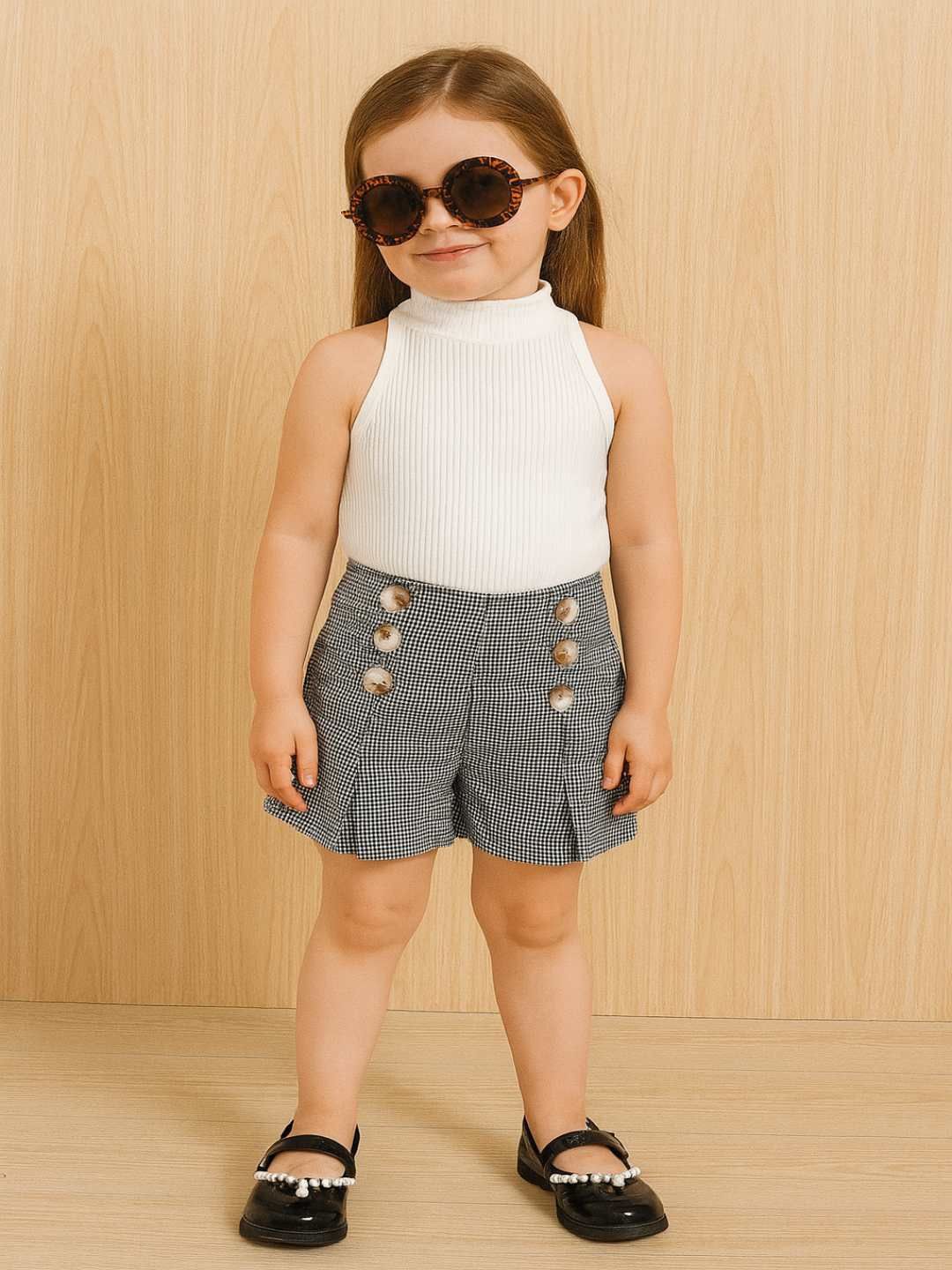 Ninas Girls Textured Sleeveless Top with Shorts-picture-37