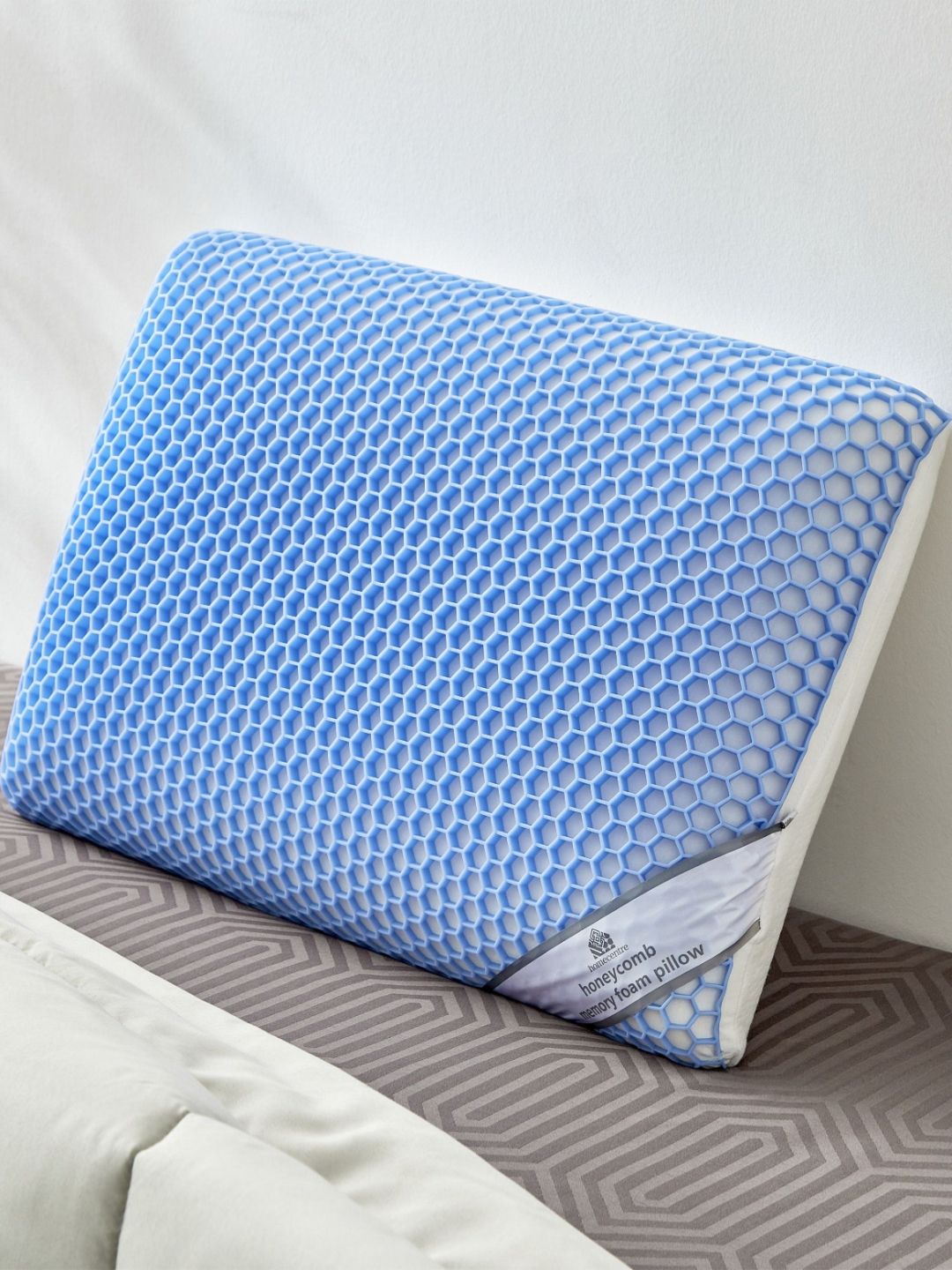 Home Centre Blue Memory Foam Filled Soft Polycotton Sleep Pillow-picture-22