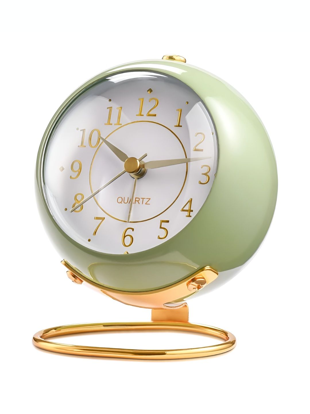Kadio Green & White Round Shaped Analogue Traditional Alarm Clock-picture-47