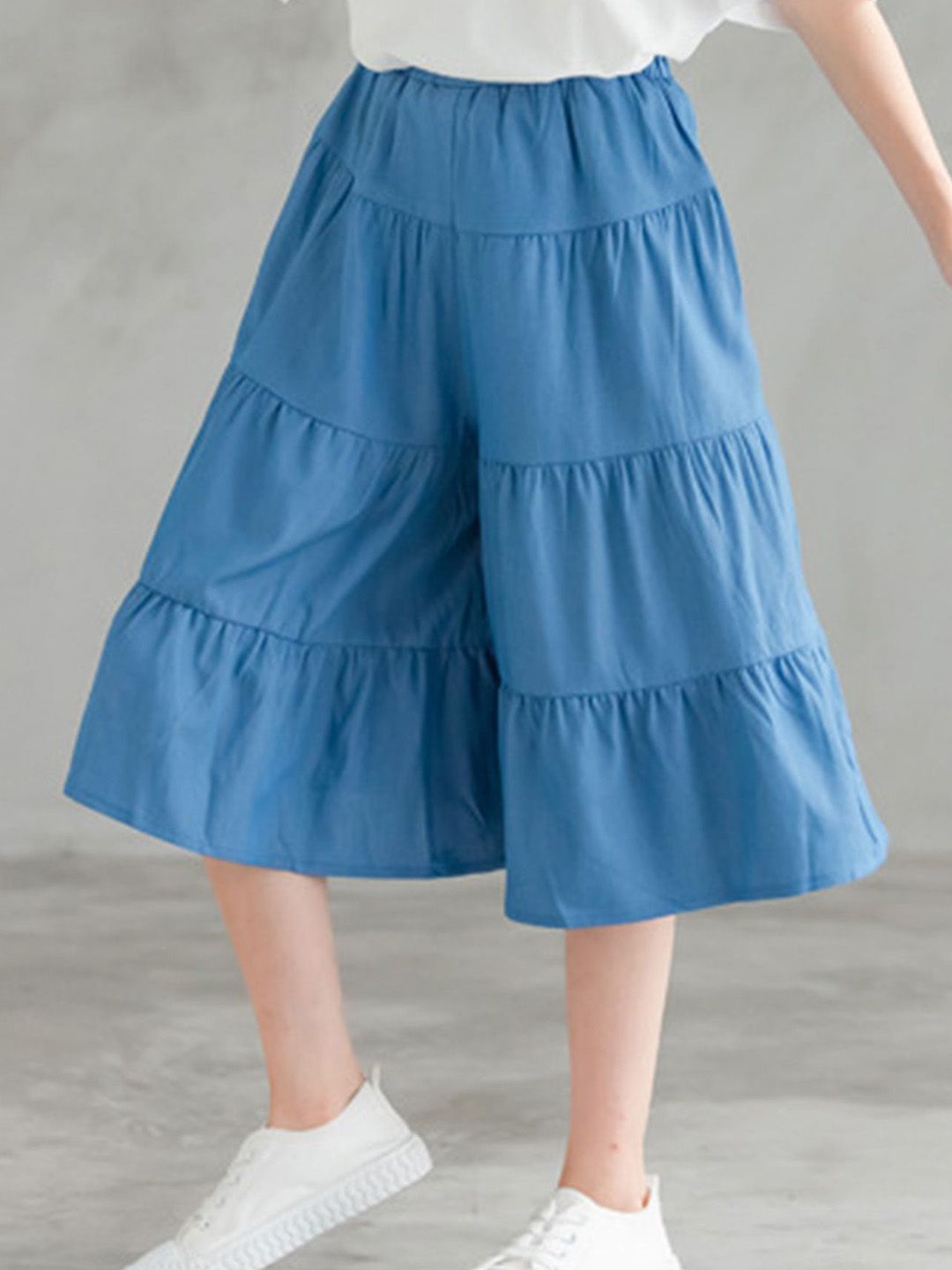 LULU & SKY Girls Culottes Wide Leg Tiered Trousers-picture-26