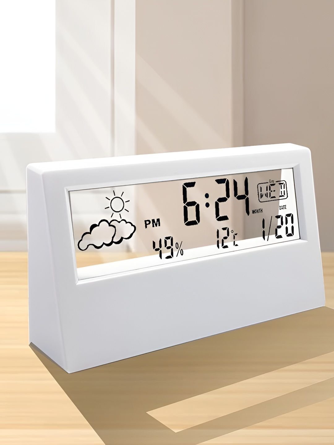 Kadio White Table Clock