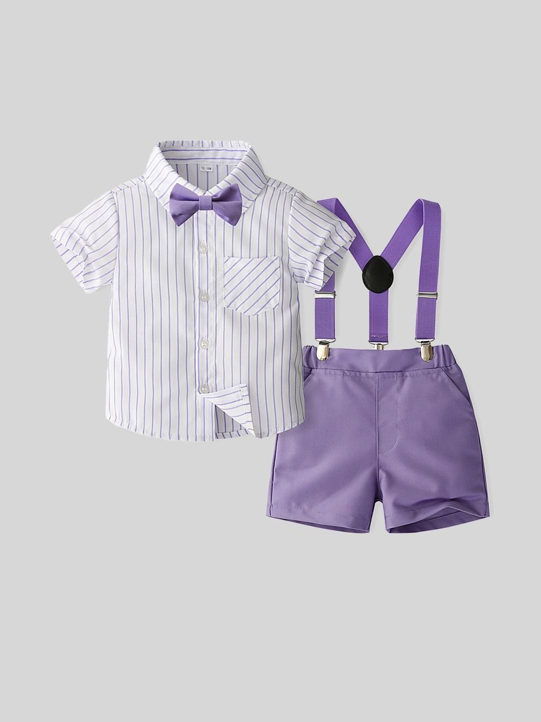 LULU & SKY Boys Striped Shirt with Shorts-image-42