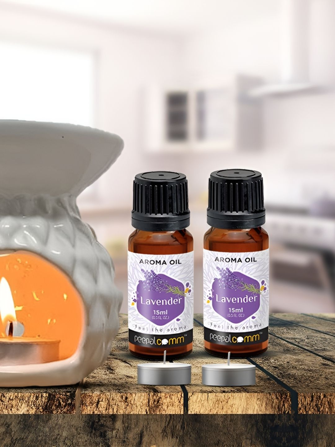 PEEPALCOMM 5Pcs White Textured Ceramic T-light Aroma Diffuser With Oils - 15 ml Each-picture-39