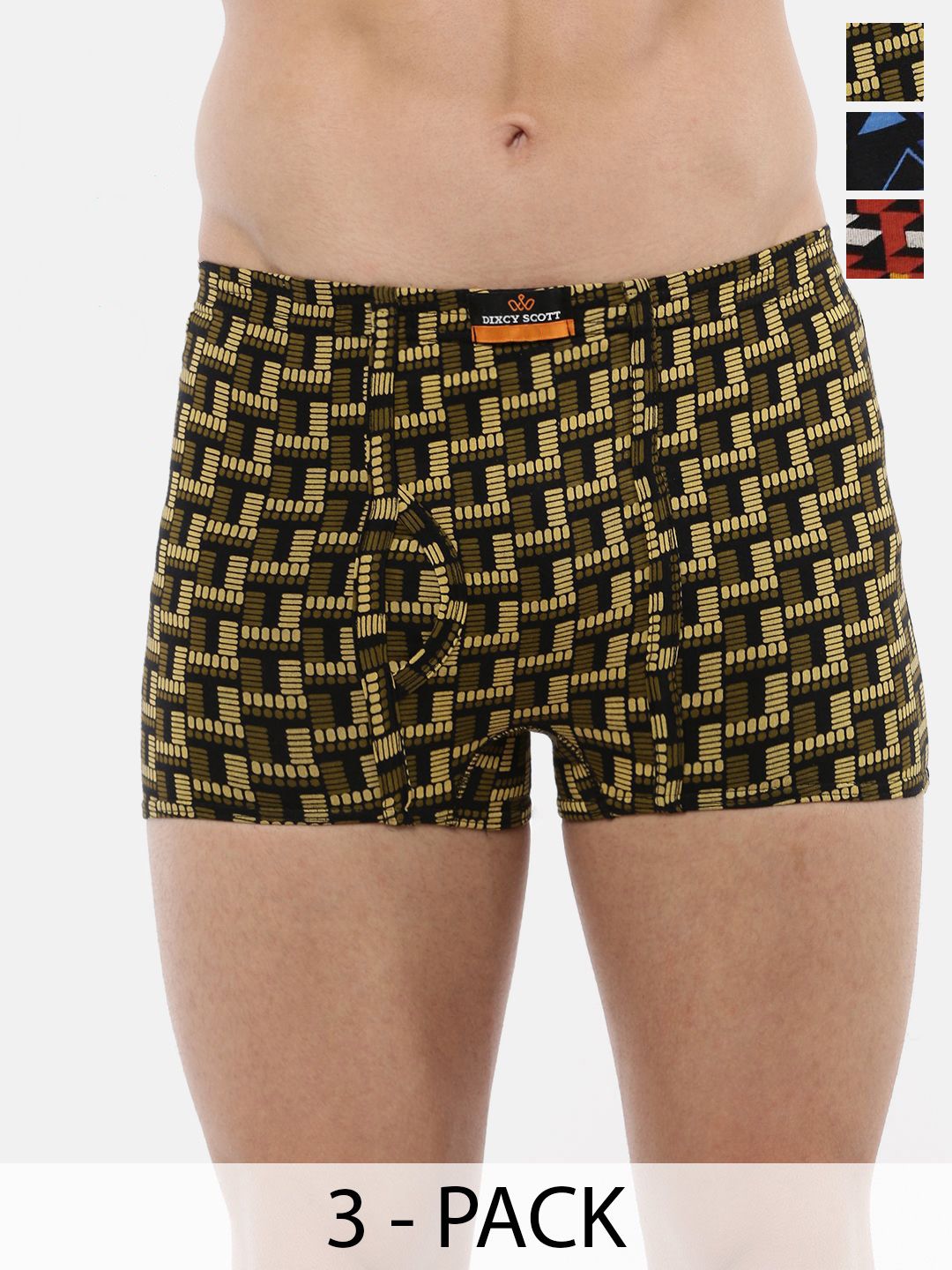 Dixcy Scott Originals 3P Assorted Pure Combed Cotton Midrise Trunks CFTPRT A1-TRNK-P3, AST-image-10